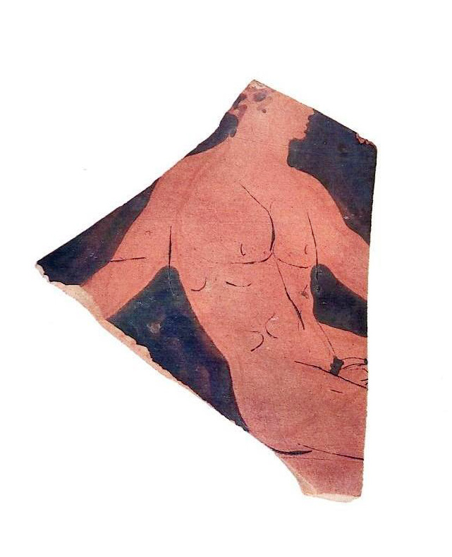 Θραύσμα ερυθρόμορφου αττικού αγγείου με παράσταση αθλητή. Οδός  Επιμενίδου. Τέλη 5ου - αρχές 4ου αι..