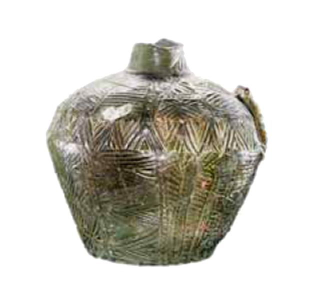 Εφυαλωμένο κανάτι με εγχάρακτη και εμπίεστη διακόσμηση. Ανασκαφή Καστέλλας. 10ος αι. μ.Χ.